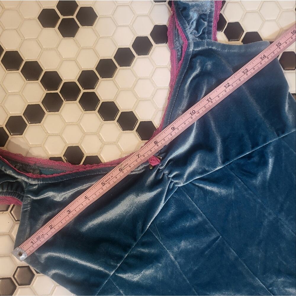 Free People Rose Marie Velvet Mini Dress Blue XS Fit & Flare Romantic Party - Picture 12 of 14